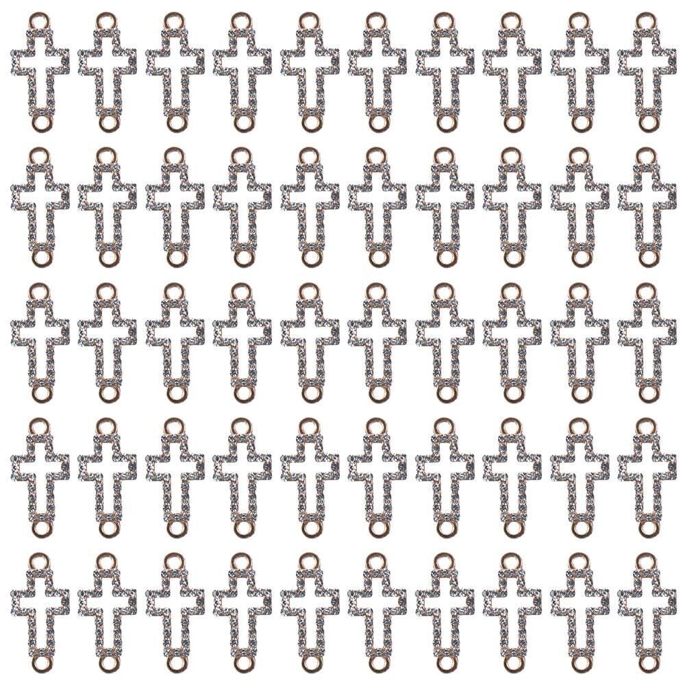 1114 50Pcs Cross Charms Mini Metal Hollow Cross Crucifix Pendant Cross
